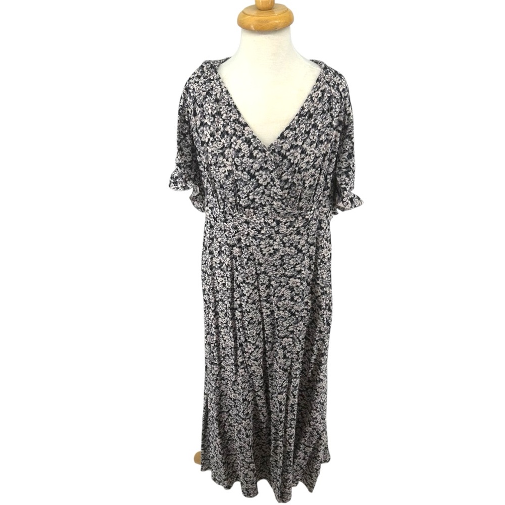 ba&sh Eden Floral Midi Dress in Noir Black Size 3 // US Size 8